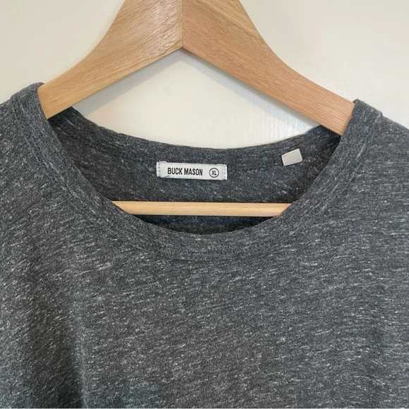 Buck Mason Heathered Navy Gray Short Sleeve Shirt Size XL - Picture 3 of 5